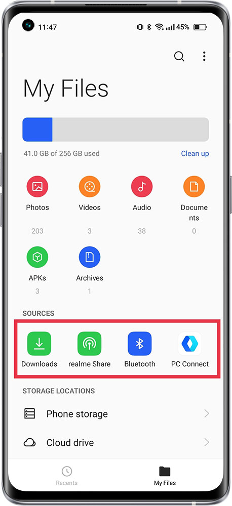 view files in realme UI 3.0 