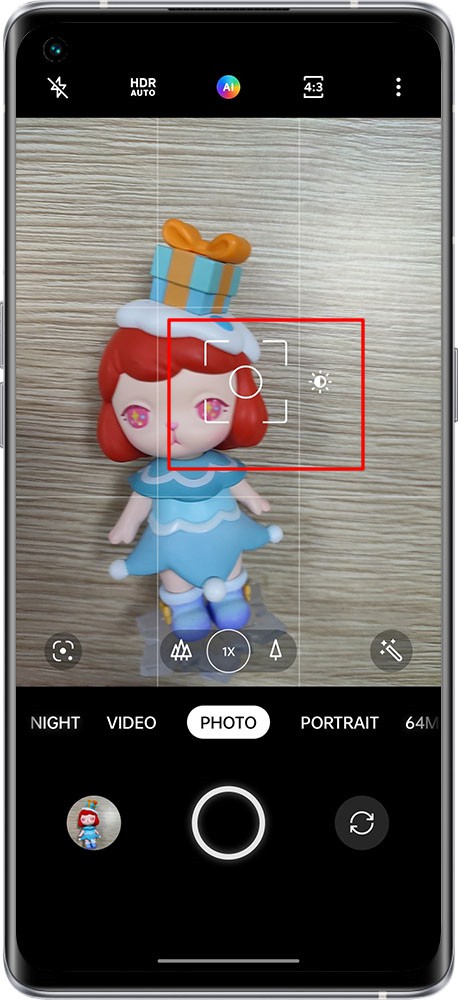 Part of the photo taken by the phone is blurred