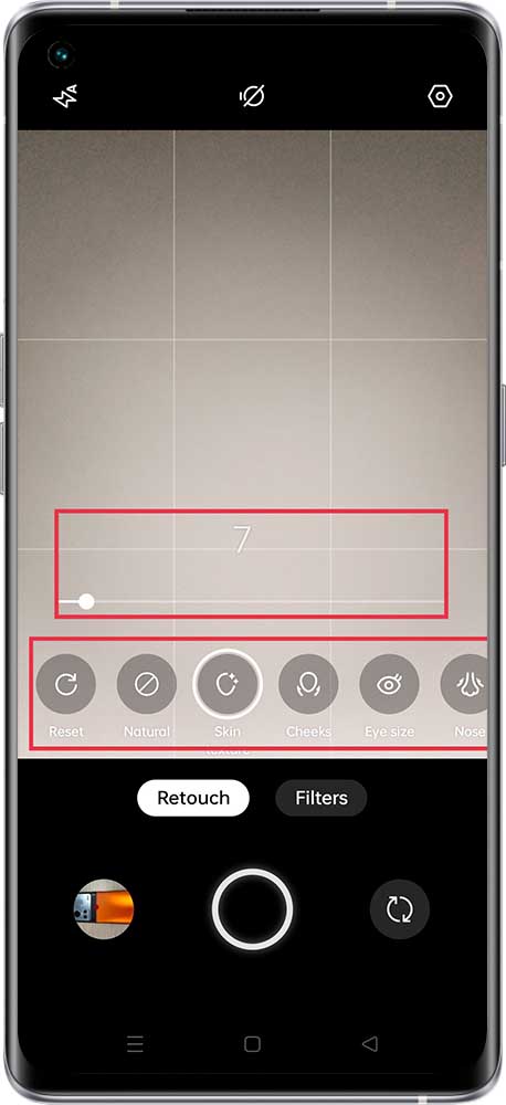 realme Camera retouch and filters