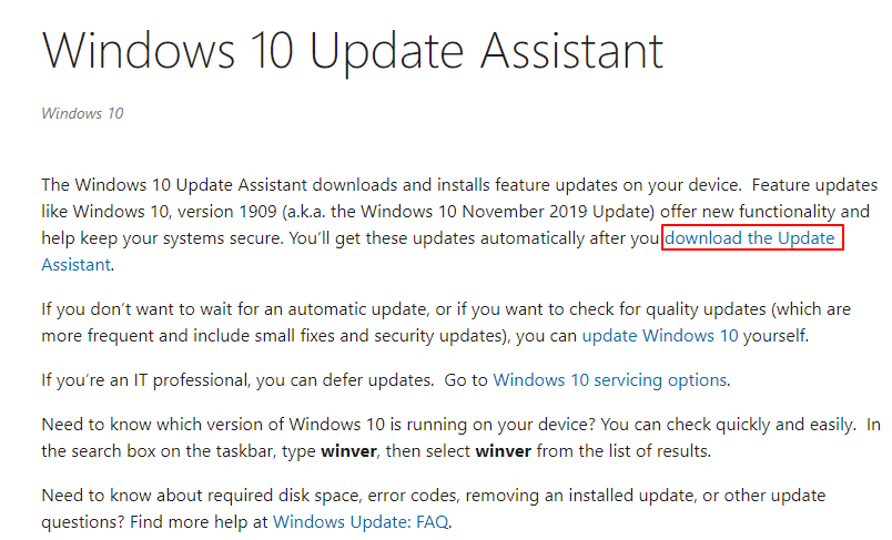 Window 10 update assistant 