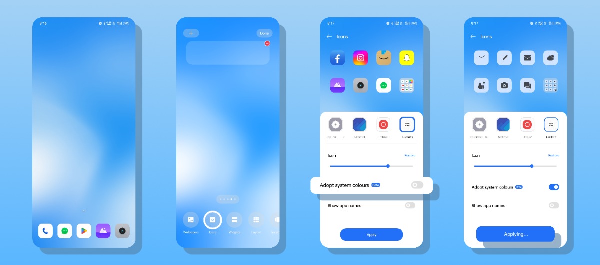 how to turn on theme icons