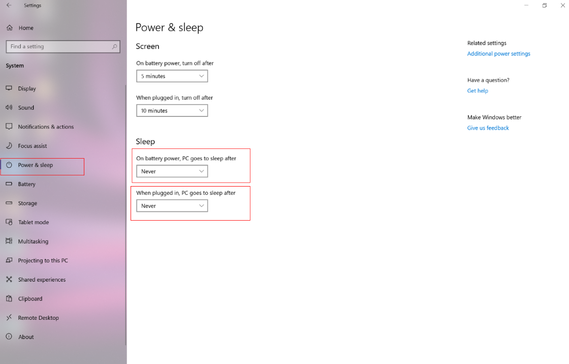 laptop power and Sleep 