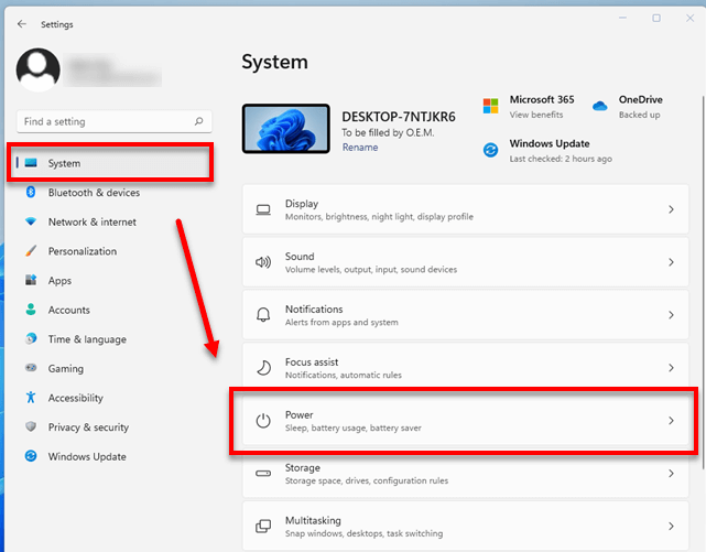 Windows 11 power setting 