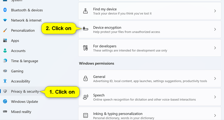 device encryption in windows 11 