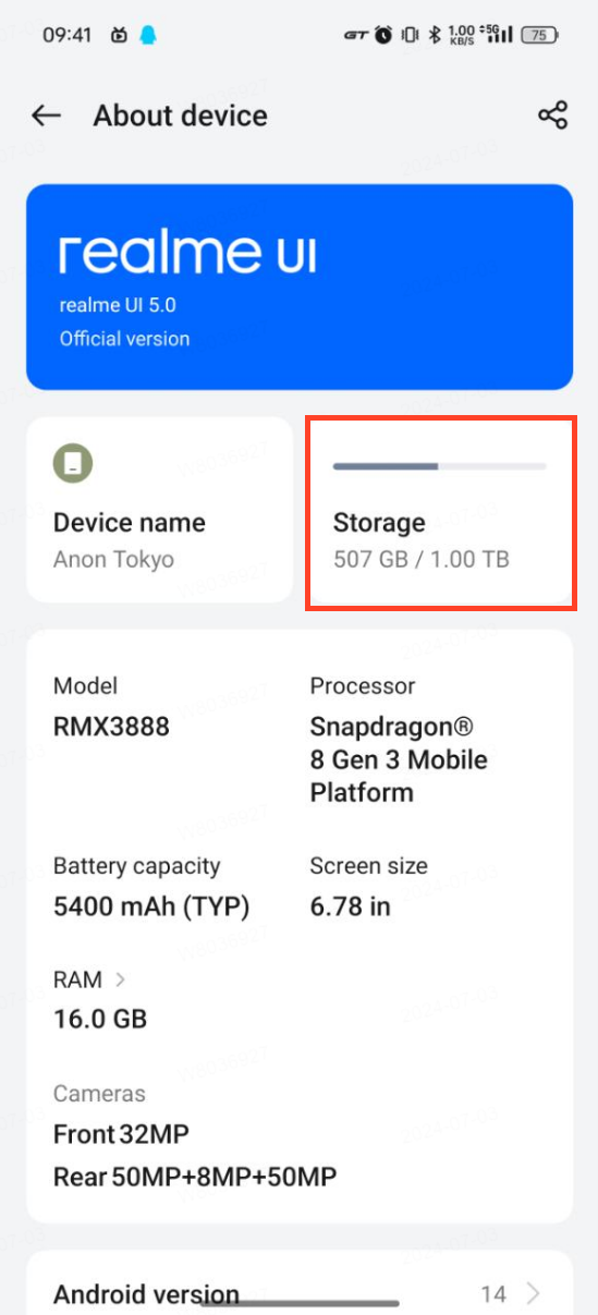 realme-phone storage