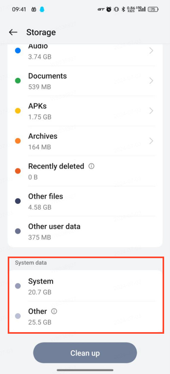 realme - check phone storage