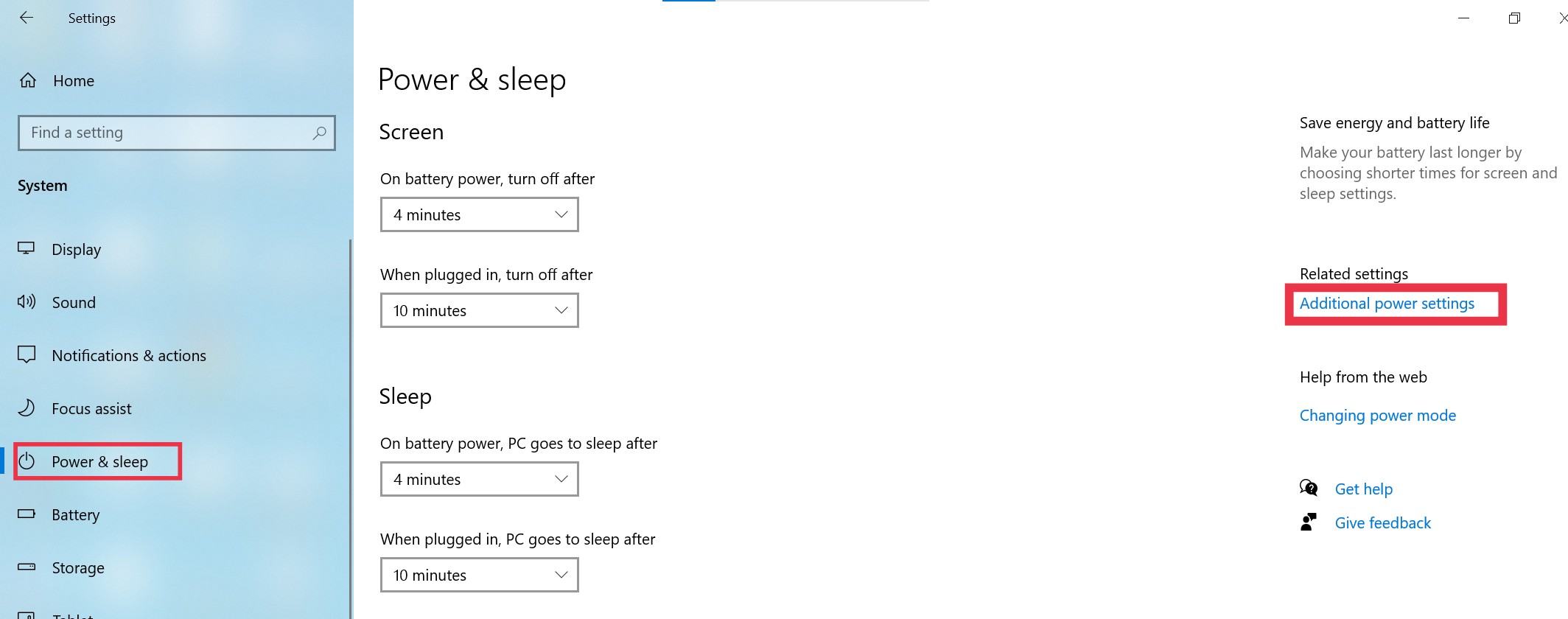 laptop power & sleep setting 