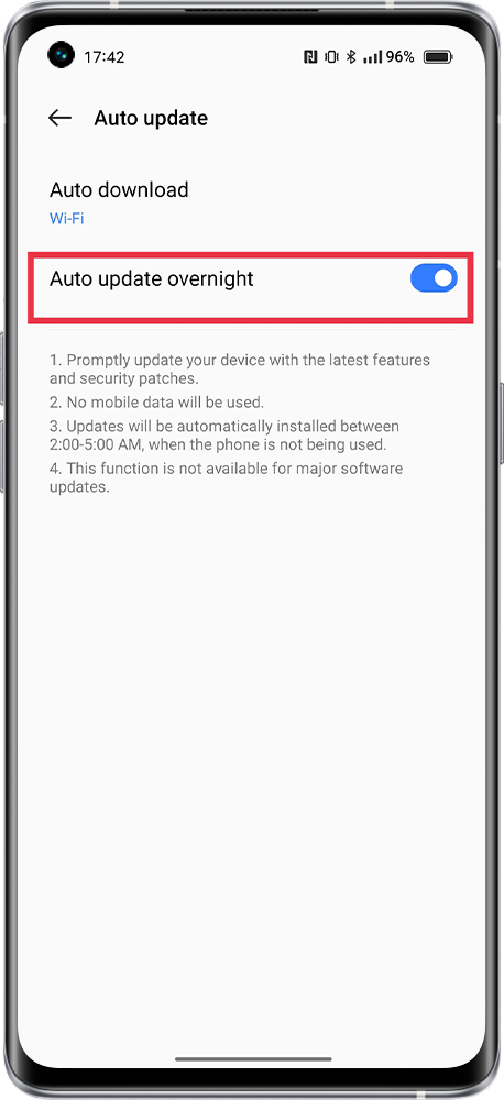 phone OTA upgrade overnight 